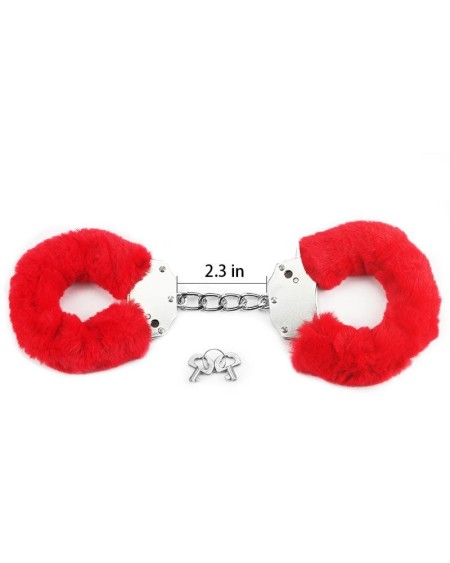 furry metal handcuffs red