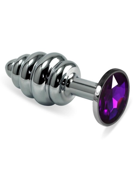 spiral butt plug rosebud with violet jewel