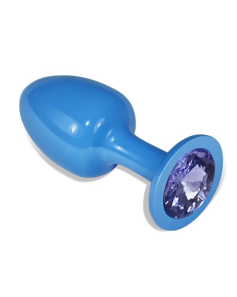 metal butt plug blue rosebud with blue jewel
