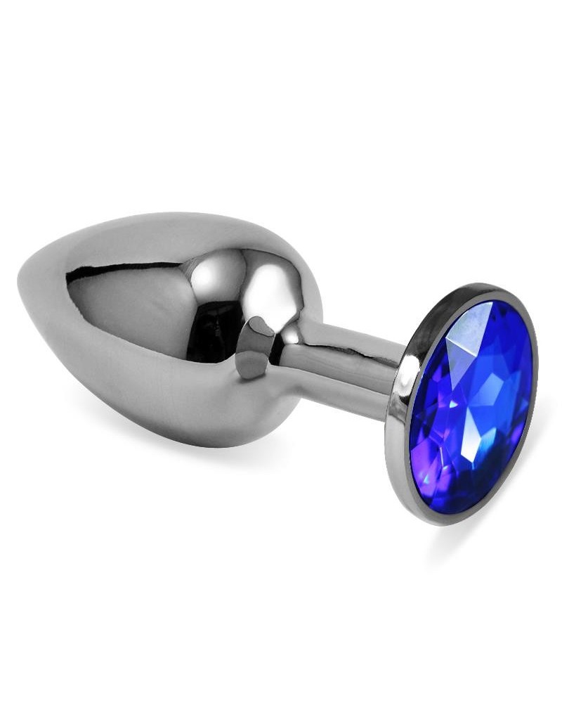 butt plug silver rosebud classic with darkblue jewel size s