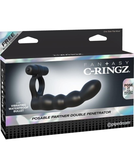 fantasy c-ringz posable partner double penetrator noir