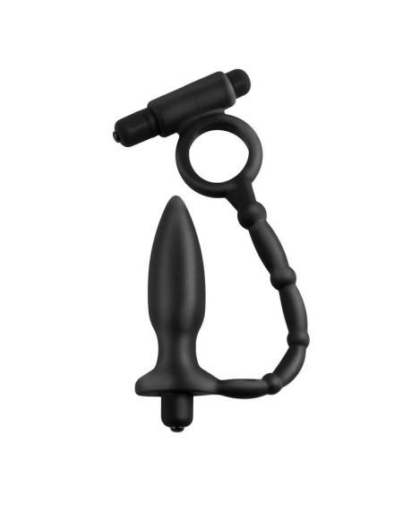 anal plug with chain and vibration ass-kicker noir