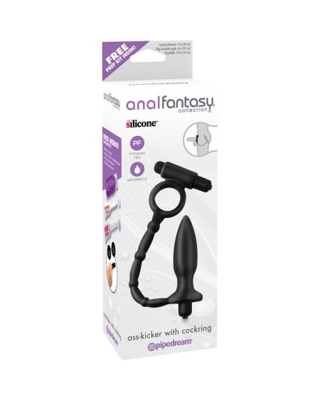 anal plug with chain and vibration ass-kicker noir