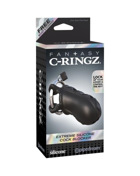 fantasy c-ringz extreme silicone cock blocker noir