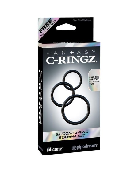 fantasy c-ringz silicone 3-ring stamina set noir
