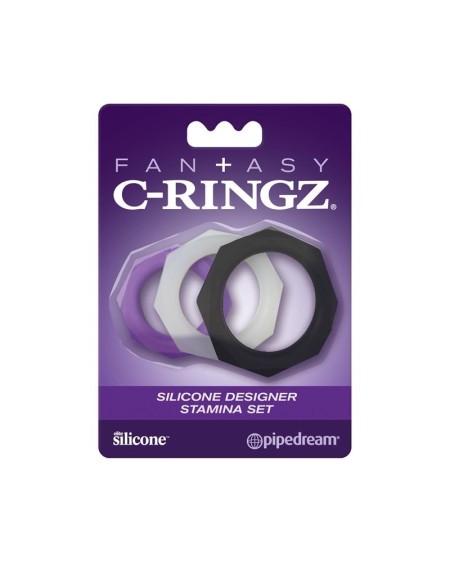 fantasy c-ringz silicone designer stamina set violet