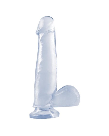 dildo with testicles and ventouse cup - clear 19 cm