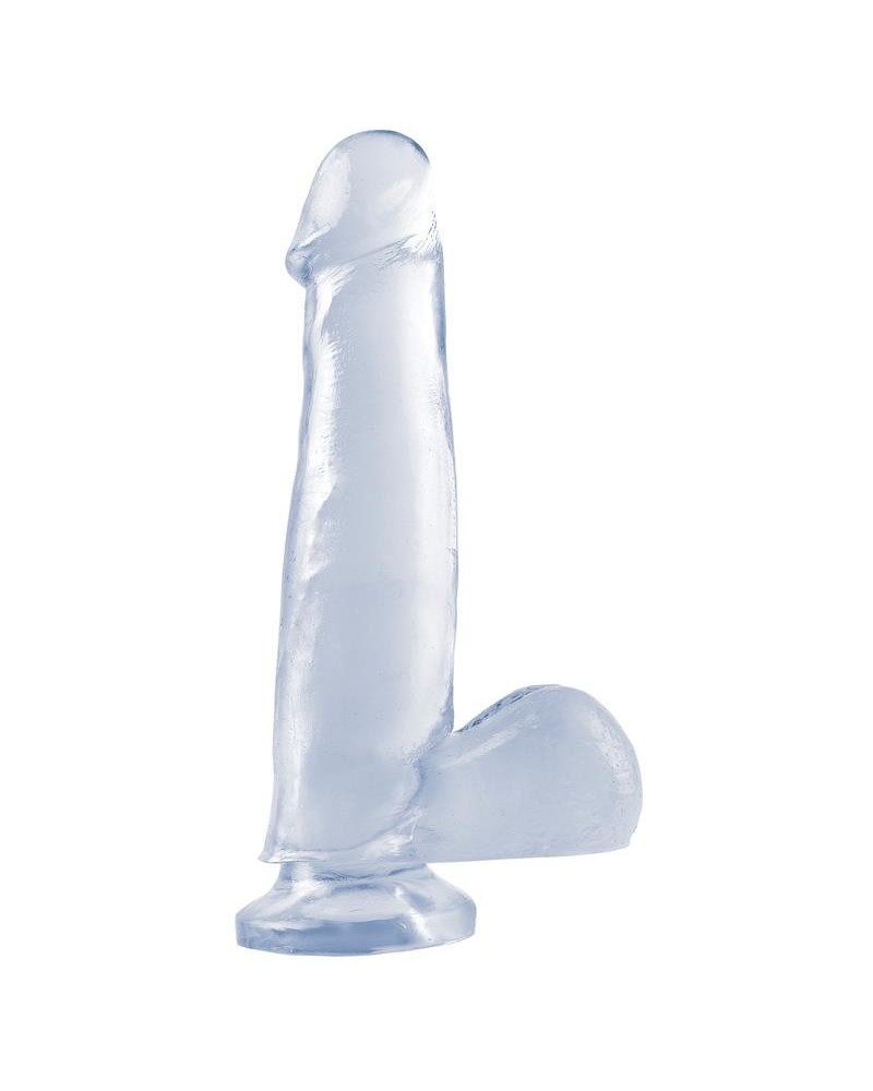 dildo with testicles and ventouse cup - clear 19 cm