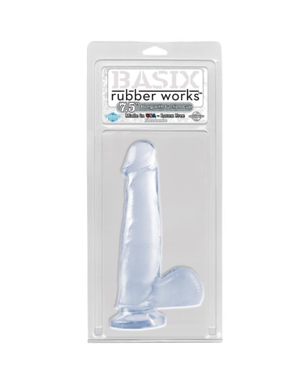 dildo with testicles and ventouse cup - clear 19 cm