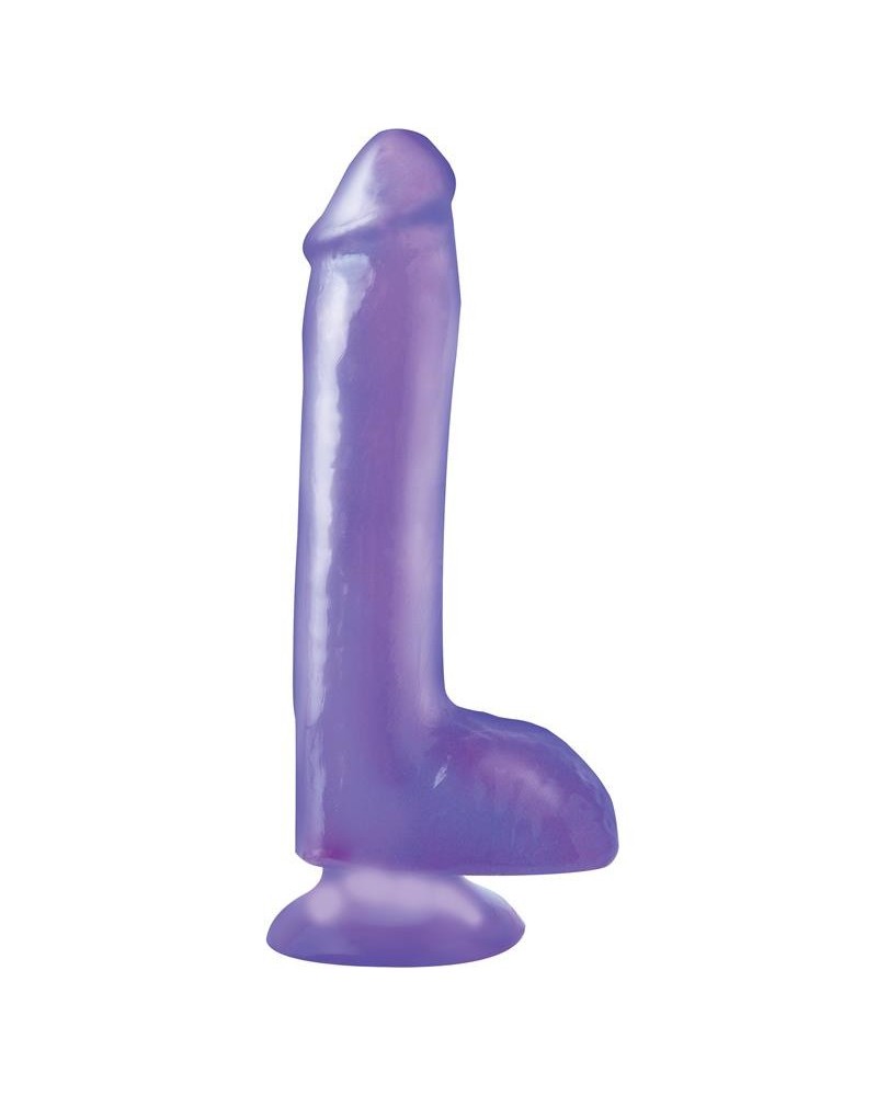 dildo with testicles and ventouse cup - violet 20 cm