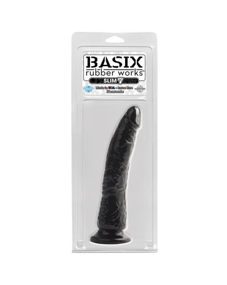 dildo slim 17,78 cm with ventouse cup - noir