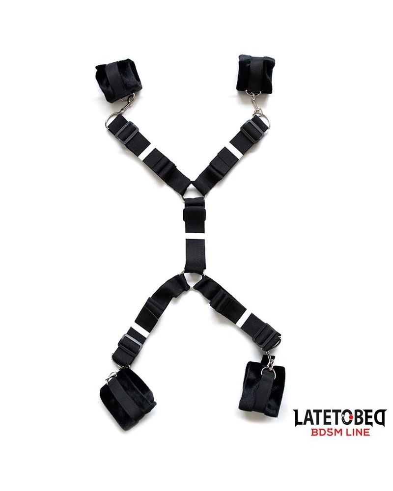 bed restraint set with adjustbable and desmontable cuffs