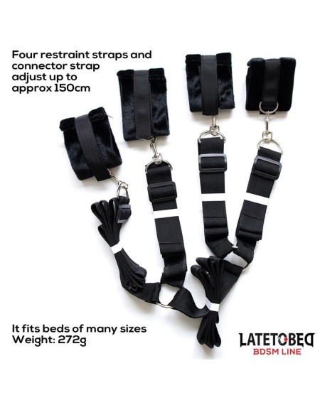 bed restraint set with adjustbable and desmontable cuffs