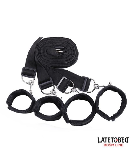 bed restraint set with adjustbable and desmontable cuffs