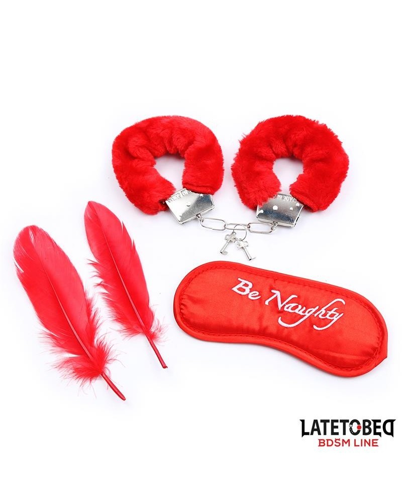 3 pieces bondage set cuffs, eye mask and feathers