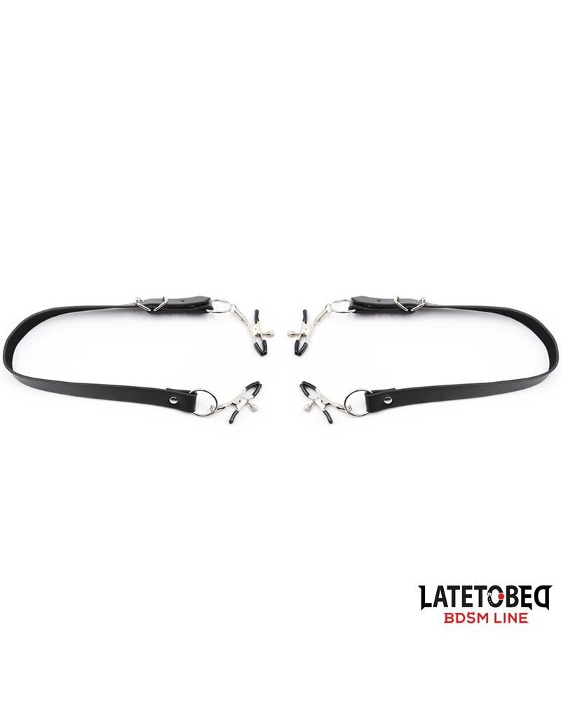 leg bondage strap with clitoris clamps