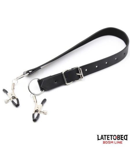leg bondage strap with clitoris clamps