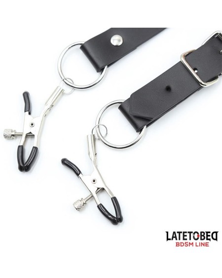 leg bondage strap with clitoris clamps