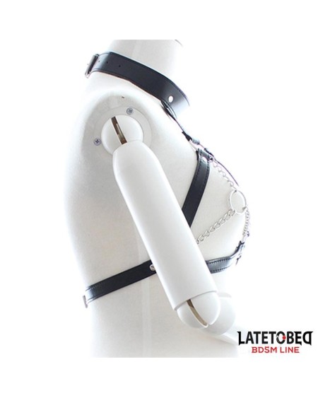 bondage harness with open cups and chains