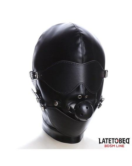 slave hood with eye mask breathable gag ball and mouth adjustable