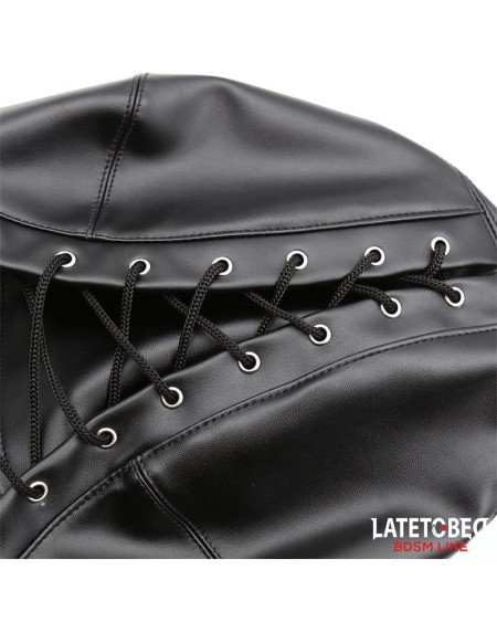 slave hood with eye mask breathable gag ball and mouth adjustable