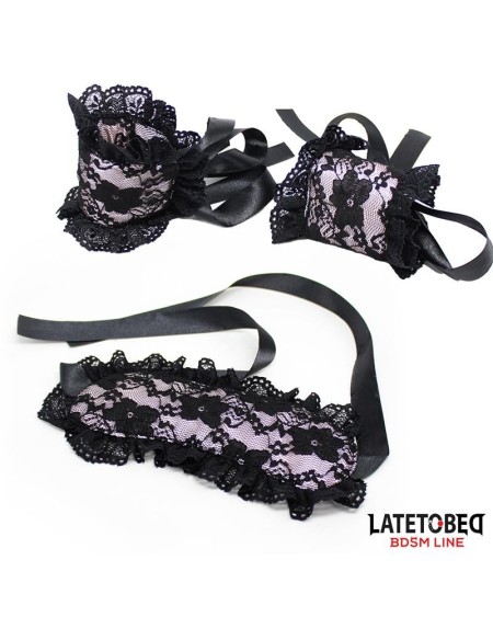 2 piece set lace lindfold and handcuffs