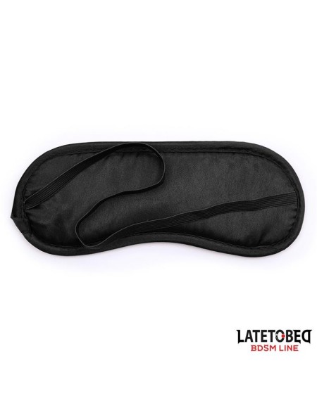 3 pieces set mask, handcuffs and feathers noir