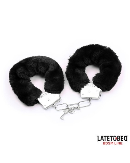 3 pieces set mask, handcuffs and feathers noir