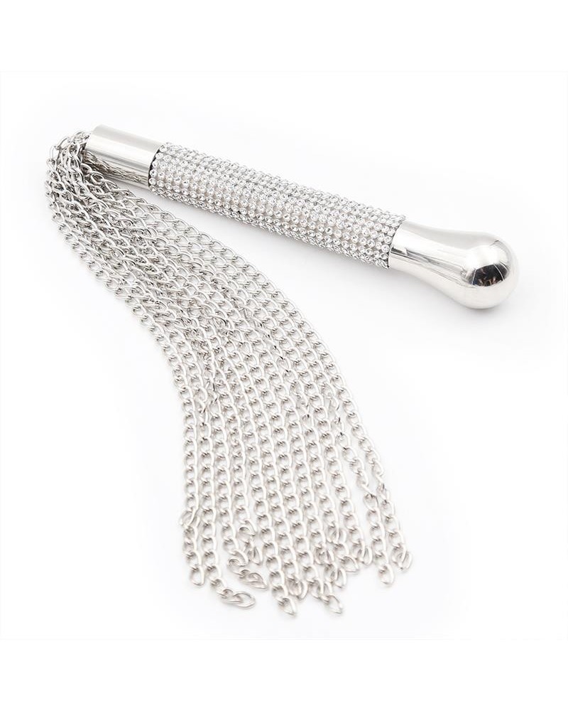 flogger with chain tassel with rhinestone handle