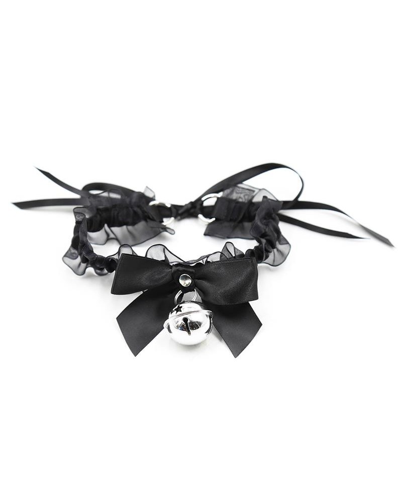 collar with bow, bell and lace