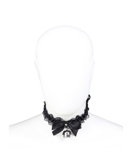collar with bow, bell and lace