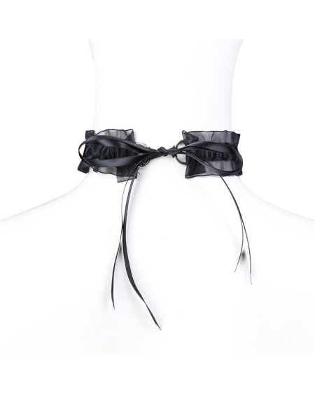 collar with bow, bell and lace