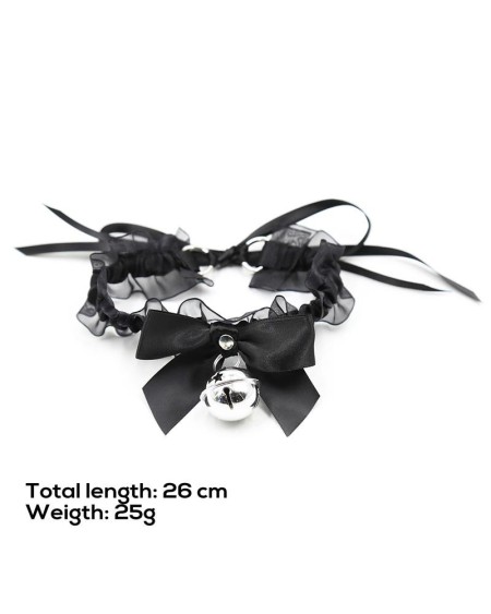 collar with bow, bell and lace