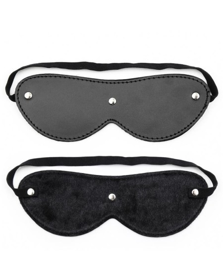 fur blindfold with 3 rivets