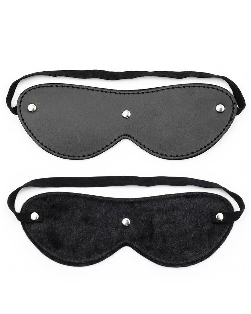 fur blindfold with 3 rivets