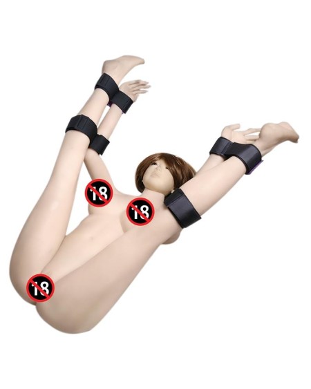 set of restraints with handcuffs and anklecuffs adjustable