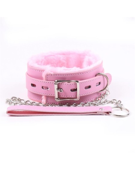 collar with leash pastel rose
