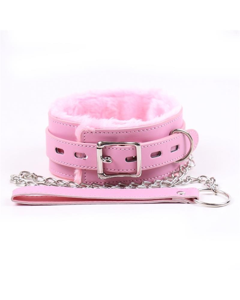 collar with leash pastel rose