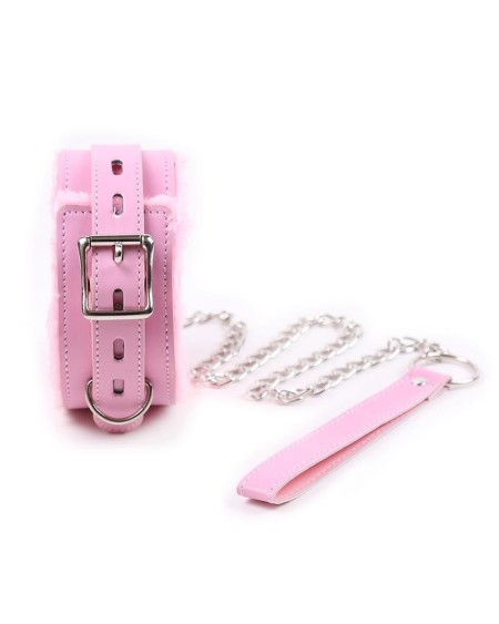 collar with leash pastel rose