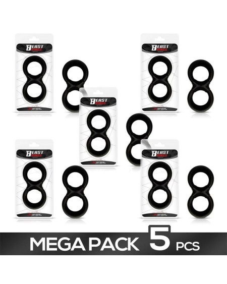 pack of 5 penis ring and testicles liquid silicone 25 mm
