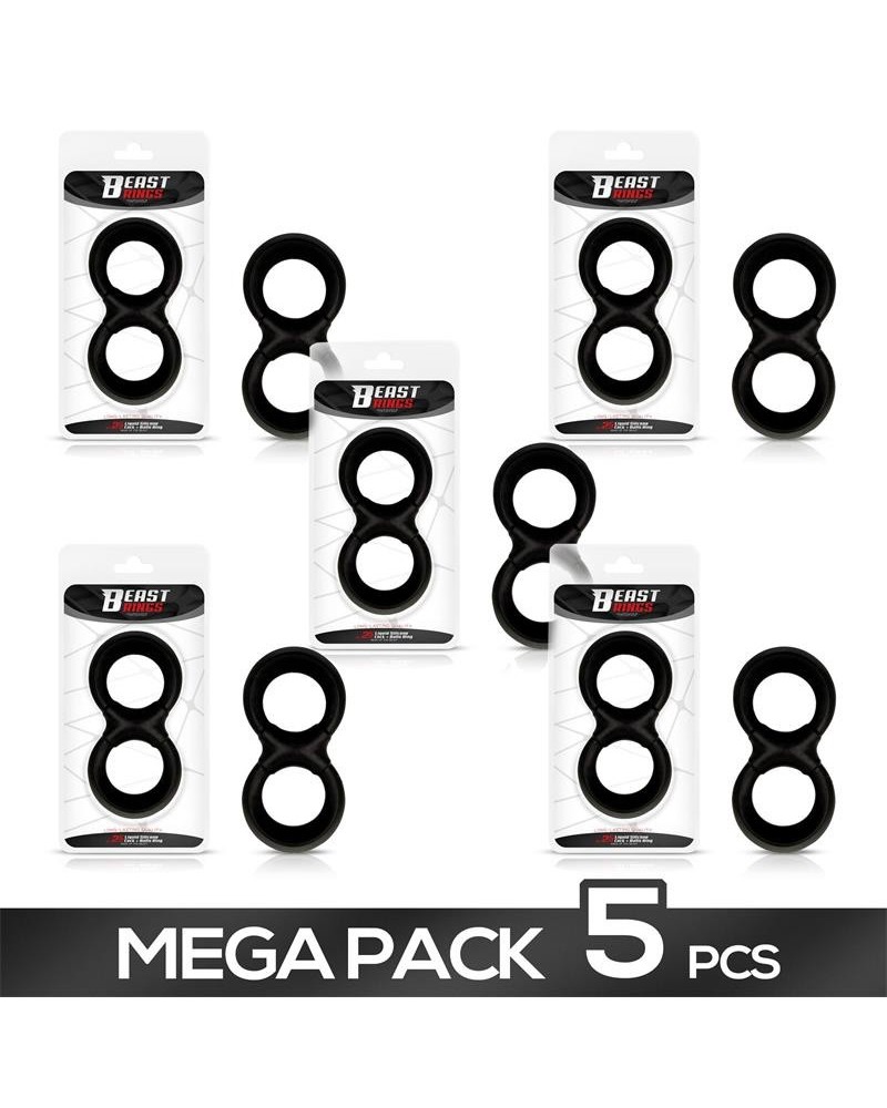 pack of 5 penis ring and testicles liquid silicone 25 mm