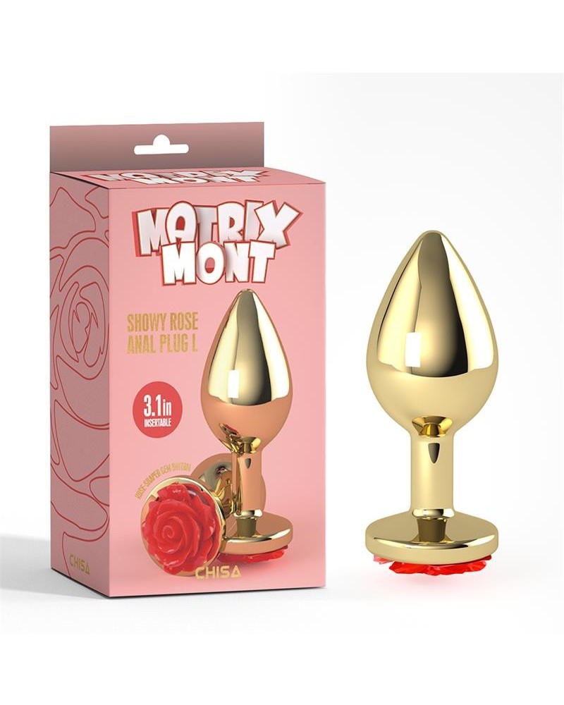 showy rose anal plug with rose jewel size l