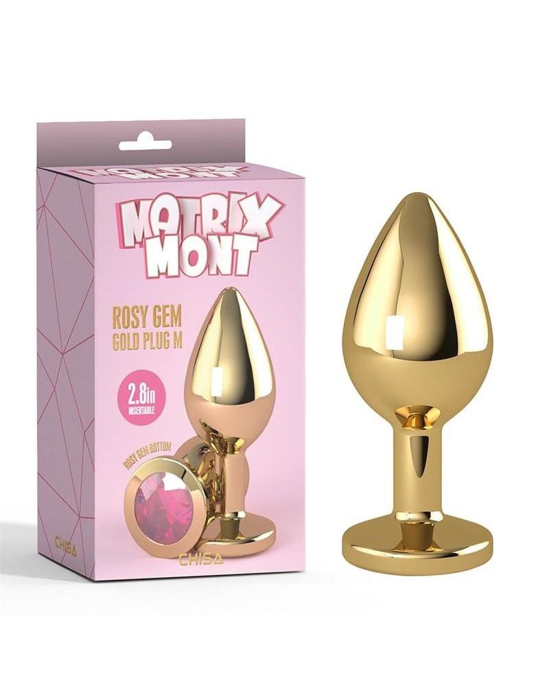 rosy gem golden anal plug with jewel size m