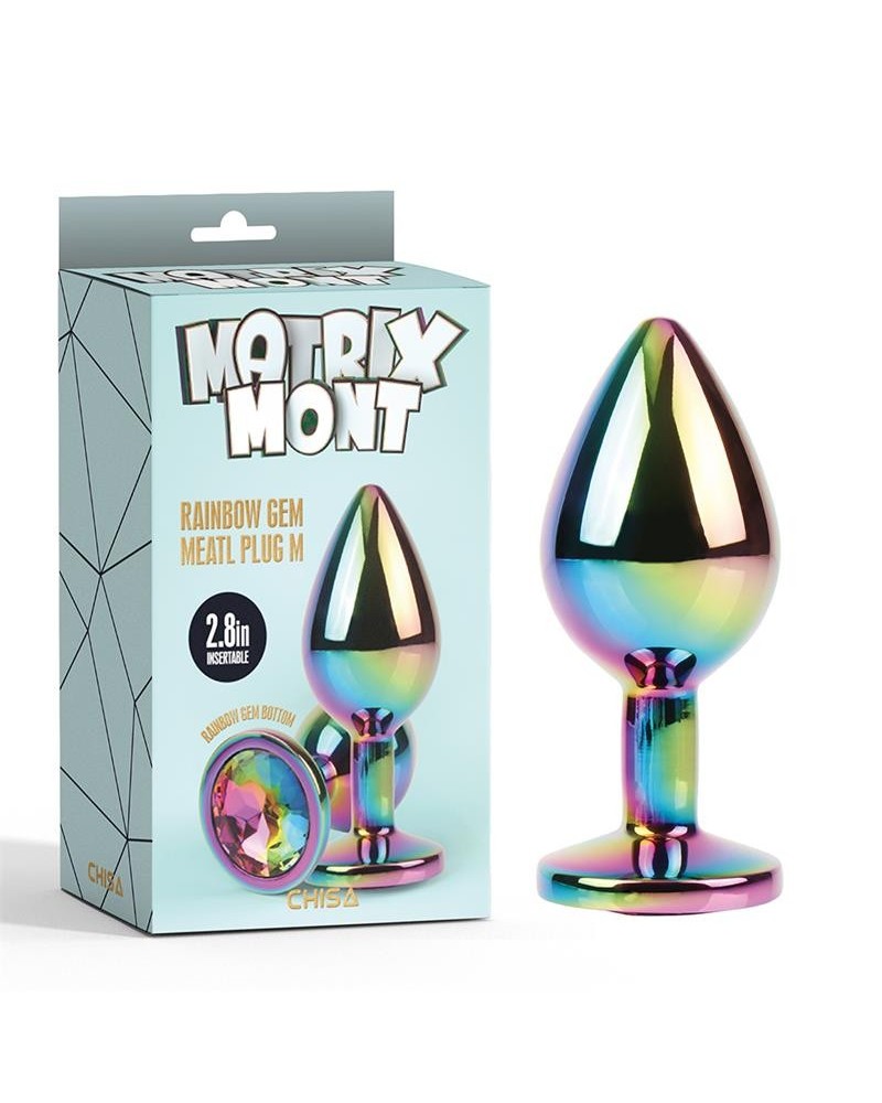 rainbow gem multicolored anal plug with jewel size m