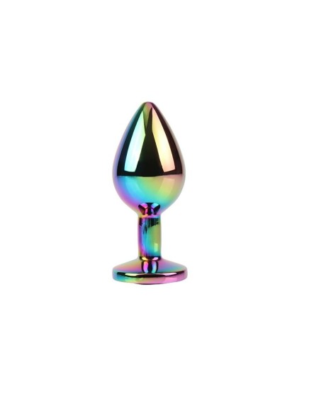 rainbow gem multicolored anal plug with jewel size m