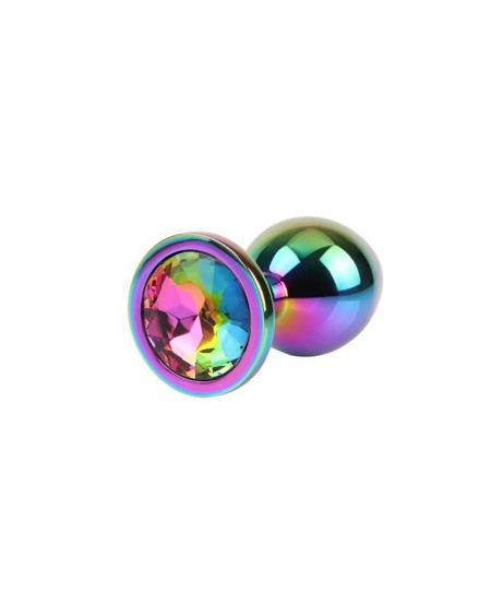 rainbow gem multicolored anal plug with jewel size m