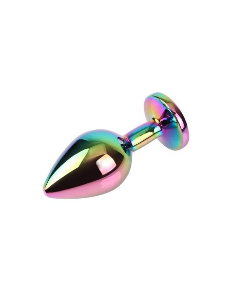 rainbow gem multicolored anal plug with jewel size m