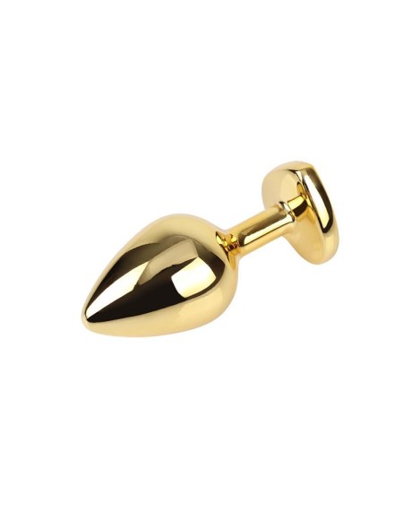 clear heart golden anal plug with jewel size m