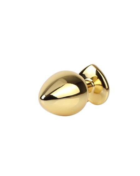clear heart golden anal plug with jewel size m
