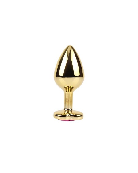 rosy heart golden anal plug with jewel size m